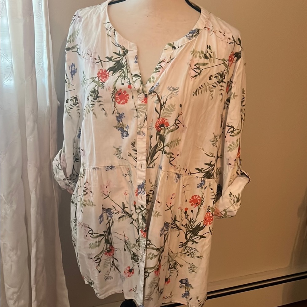 Floral White Blouse